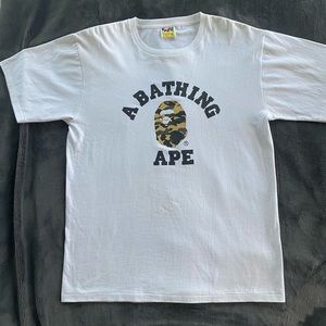 A Bathing Ape White College Men’s Tshirt- Bape